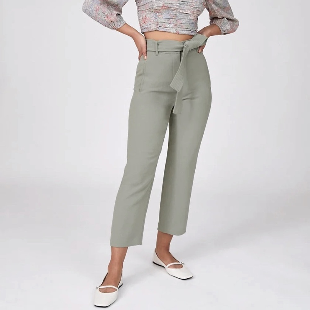 EUC Wilfred Sage Green Tie-Front Pant 2 straight leg dressy trousers aritzia